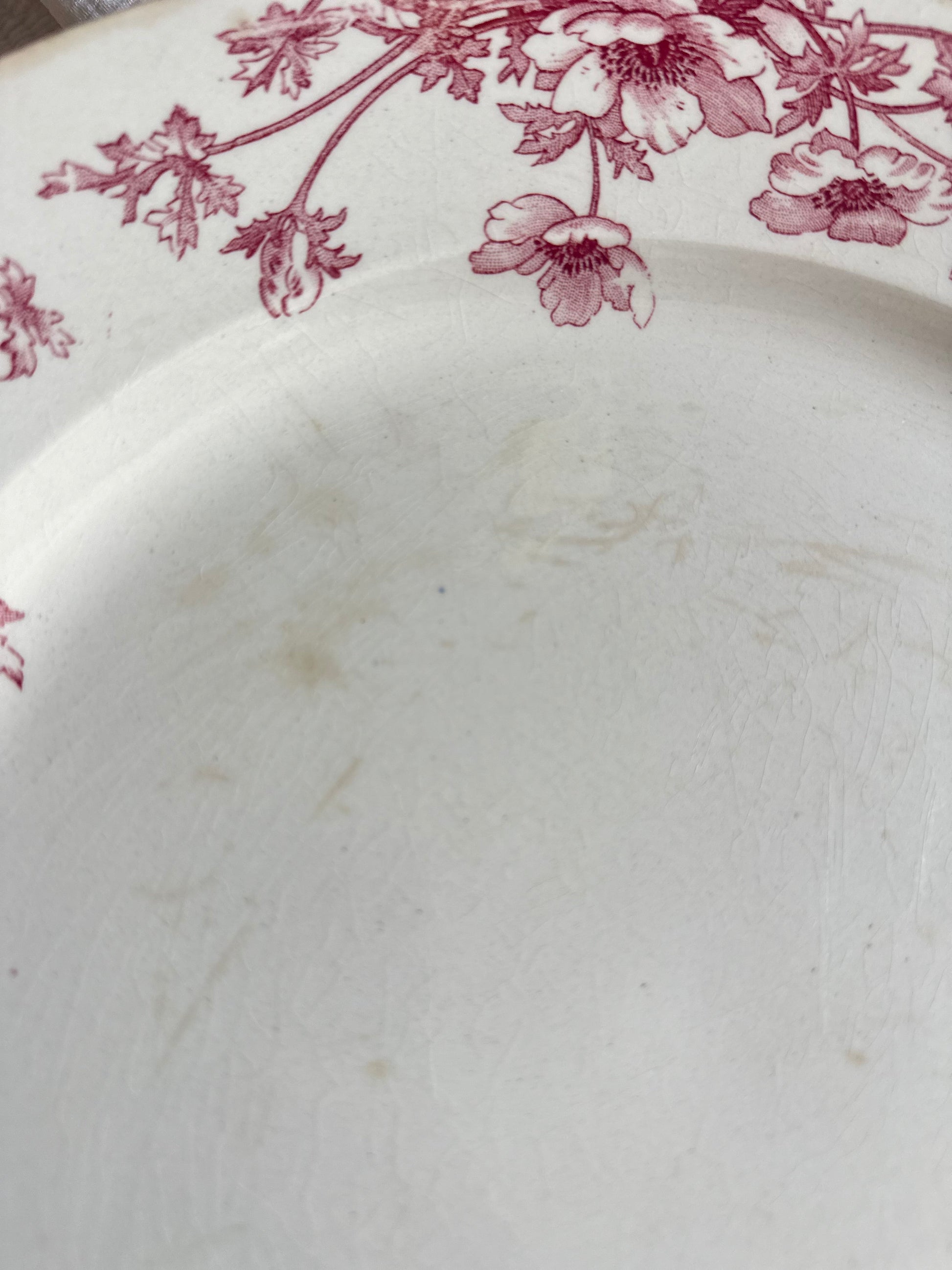 Plat rond terre de fer Gien modèle Anémones De Raymonde à Zoé
