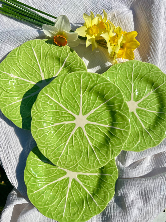 4 assiettes à dessert en barbotine feuille de chou De Raymonde à Zoé