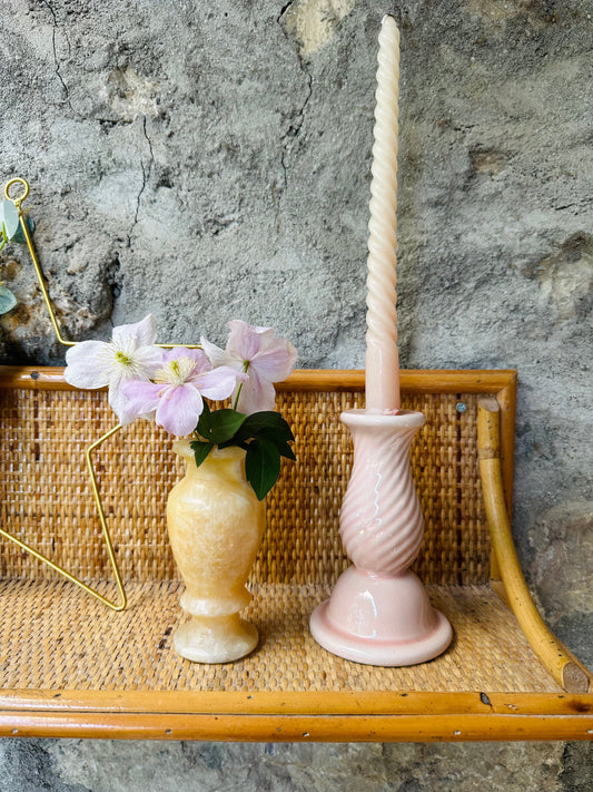 Bougeoir torsadé en céramique rose De Raymonde à Zoé