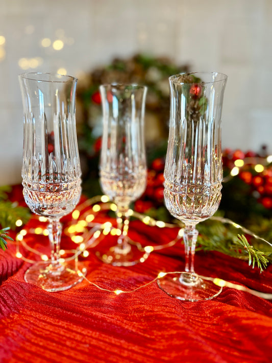 Trio de flûtes à champagne en cristal De Raymonde à Zoé