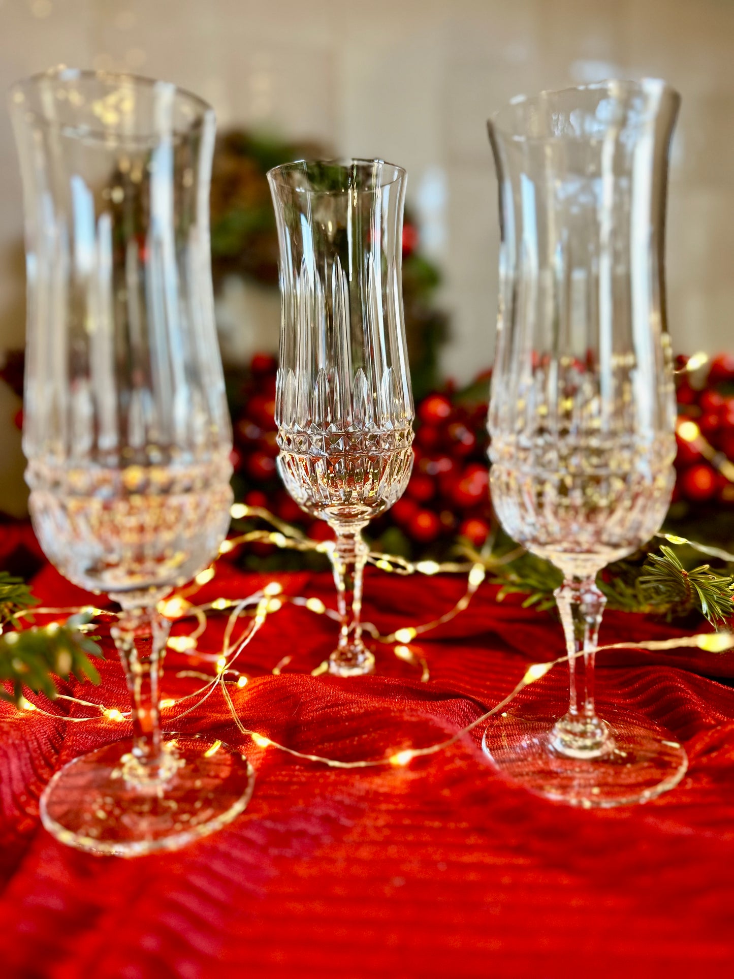 Trio de flûtes à champagne en cristal De Raymonde à Zoé