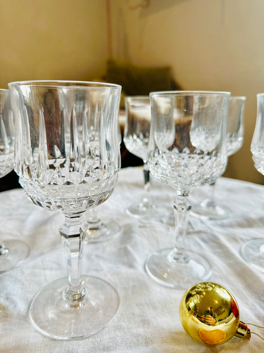 7 verres à eau ou à vin en cristal taillé De Raymonde à Zoé