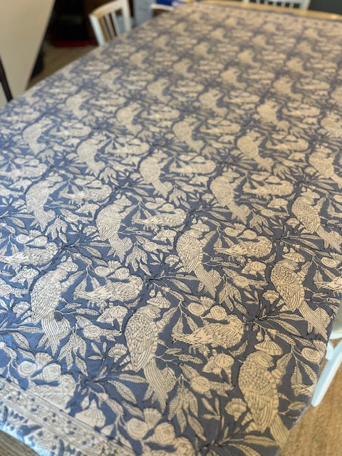 Nappe indienne block print. Modèle "Thali" bleu 160x230cm De Raymonde à Zoé