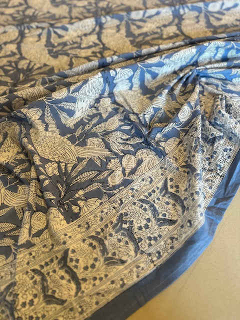 Nappe indienne block print. Modèle "Thali" bleu 160x230cm De Raymonde à Zoé