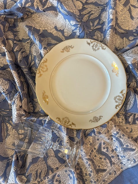 Nappe indienne block print. Modèle "Thali" bleu 160x230cm De Raymonde à Zoé