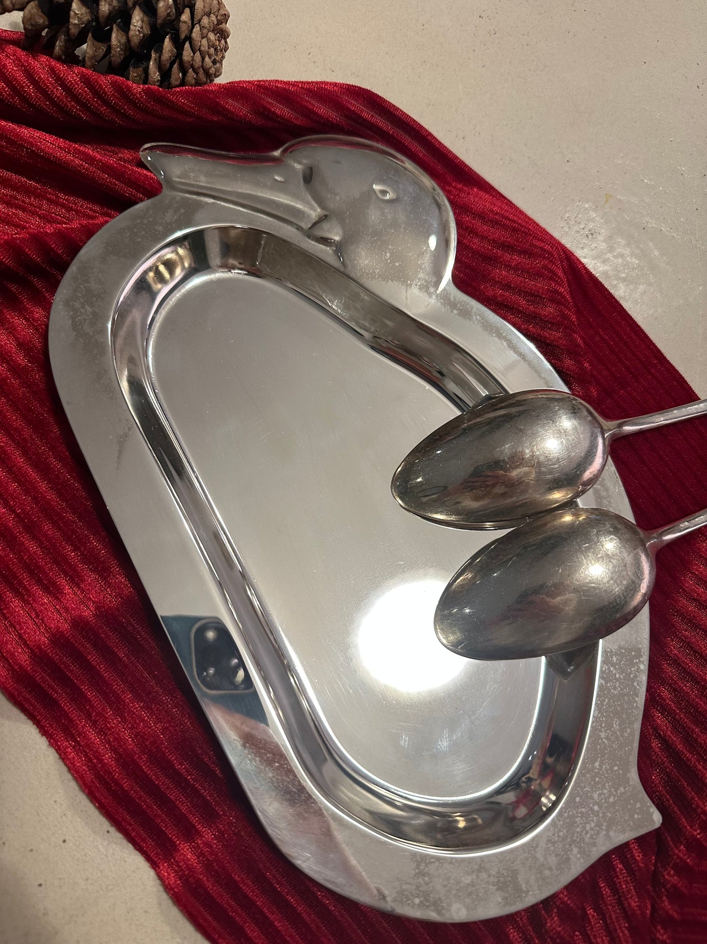 Plat à foie gras vintage en inox De Raymonde à Zoé