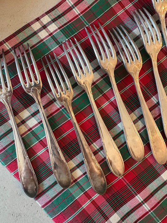 Ensemble de 12 fourchettes à dessert De Raymonde à Zoé