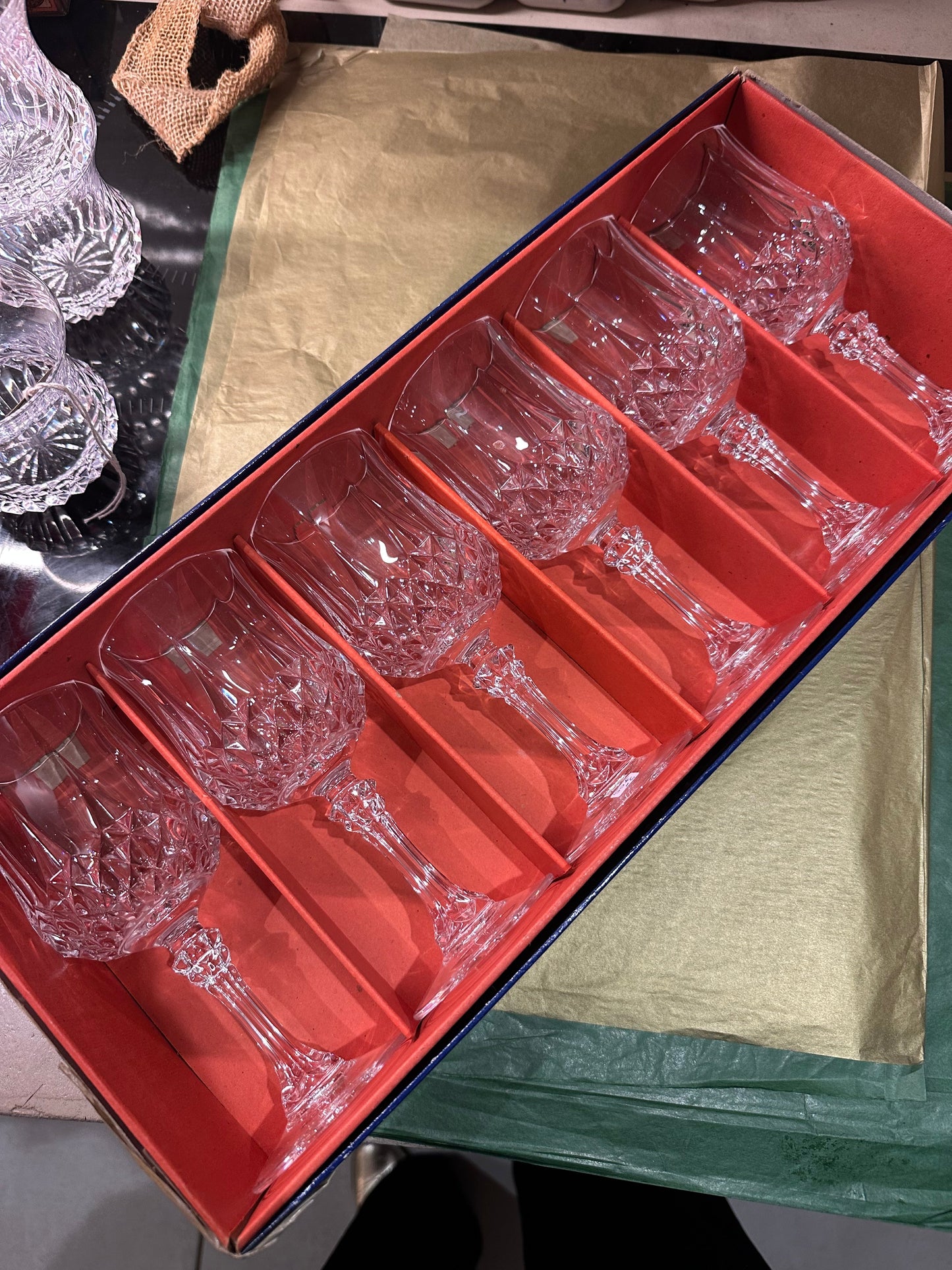 Ensemble de 6 grands verres à eau en cristal d’Arques De Raymonde à Zoé